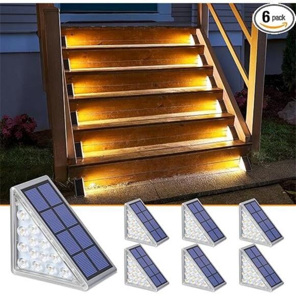 Solar Step Lights 6 Pack, Outdoor Stair Lights Waterproof IP67 with Auto On/Off - Picture 7 of 7
